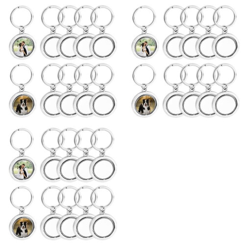 30 Pack 360 Rotating Metal Sublimation Keychain Blanks, Double-Sided Sublimation Blanks DIY Key Chain Circle