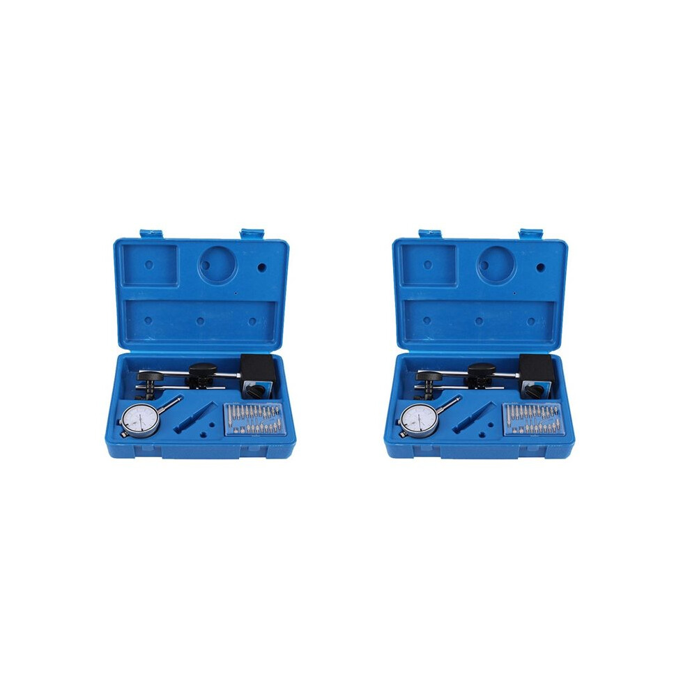2X Dial Indicator With Magnetic Base Holder Fine Adjustable Long Arm 0-1 Inch Professional Gauge 0.001 Inch 4711555374923