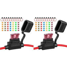 20Pack Inline Säkringshållare 12V,12 AWG Vattentät Säkringshållare med 70st (5A/7.5A/10A/15A/20A/30A/40A) Standard Bilsäkringar