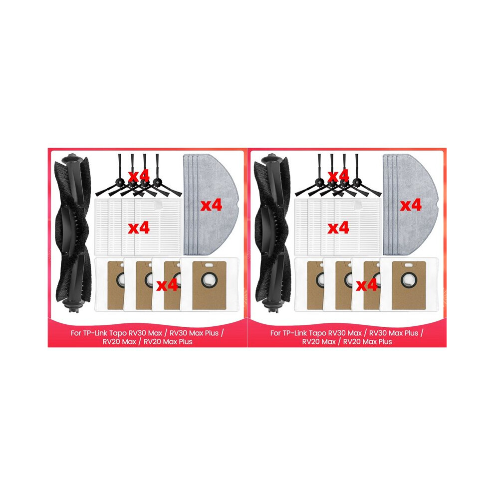 2 Set For Tapo Rv30 Max / Rv30 Max / Rv20 Max/Rv20 Max Parts Side Brush Hepa Filter Mop Pads Dust Bags 4712370279295