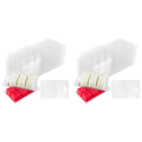 60pcs Wax Melt Container Clamshell Packaging Mold Box for Plastic Clear Empty Wax Candle Melt Tart Packaging Container