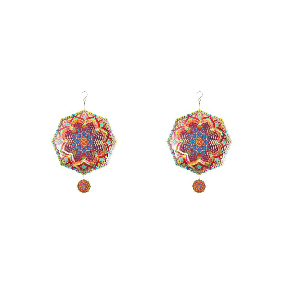 2X Mandala Wind Spinner Metal 3D Rotating Windchimes Luxury Art Garden Hanging Outdoor Decoration 4713072818263