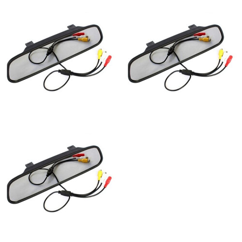 3X Exibição de Espelho Retrovisor de 4,3 Polegadas, Tela HD LCD, Exibição de DVD, Câmera de Ré, Acessórios para Automóveis