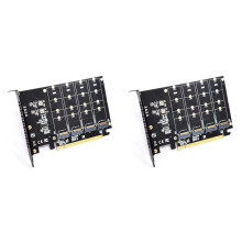 2X M.2 NVME to PCIe X16 Adapter Converter Card 4 Port NVME Expansion Card for 2230 2242 2260 2280 SSD