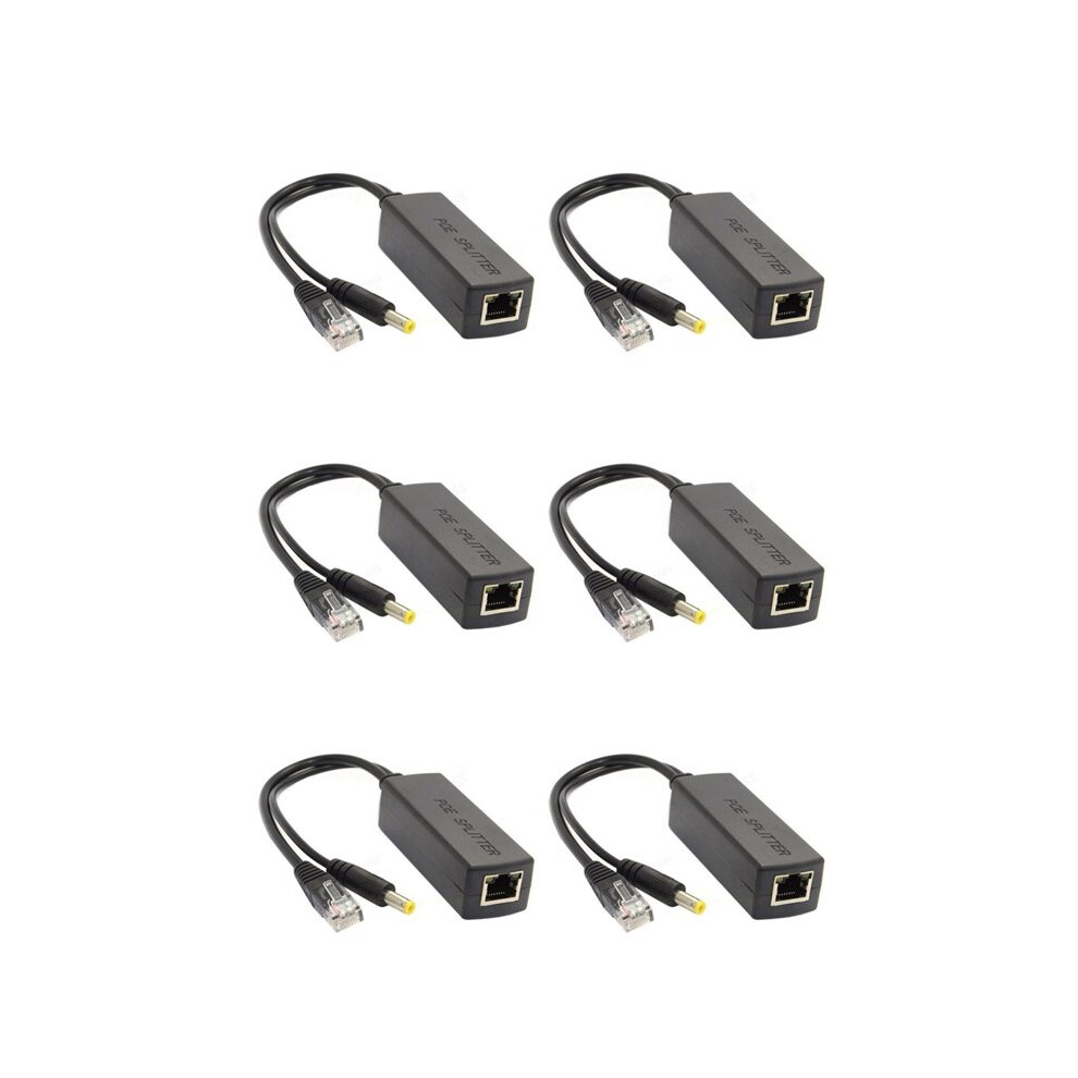 6X Gigabit Poe Splitter 10/100Mbps Poe Splitter Output 12V Power Over Ethernet Ieee 802.3Af For Ip Came Black 6031306968507