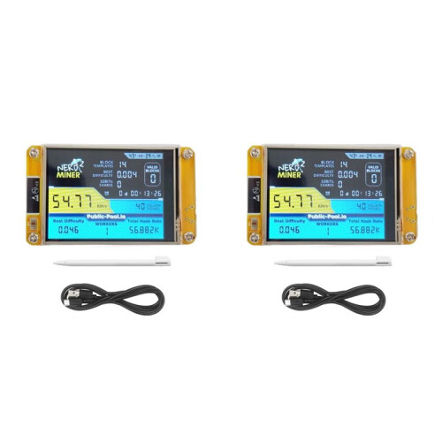 2X NerdMiner 2 Miner 55-60KH/S 2.8 Polegadas Display BTC Solo Lottery Miner Bitcoin BTC Miner Solo Nerd Miner com Case