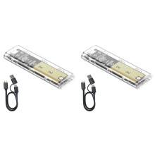 2X M.2 NVMe SSD-Behuizing USB 3.2 Gen 2 10 Gbps Transparante Externe Schijfbehuizing voor Pc-Laptop
