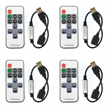 4X 11 Tangenter LED Strip Controller Dimmer RF Remote 5V USB Interface Controller för 5050/2835 Enfärgad LED Strip