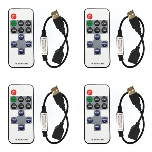4X 11 Tangenter LED Strip Controller  Dimmer RF Remote 5V USB Interface Controller för 5050/2835 Enfärgad LED Strip