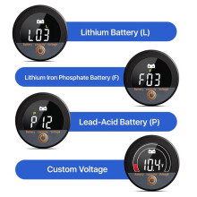 5X 12V 24V 48V 60V 84V Waterproof IP67 Battery Capacity Voltage Meter with Backlight LCD and Low-Voltage Alarm