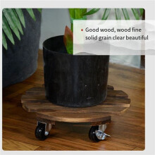 2X Round Universal Wheel Flower Pot Wooden Stand Flower Pot Base with Wheels,A