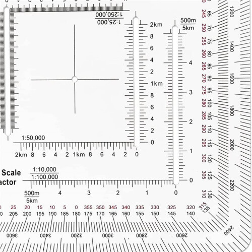 2X Square Military Coordinate Scale Protractor for Land Navigation, Military Style UTM/MGRS Coordinate Scale