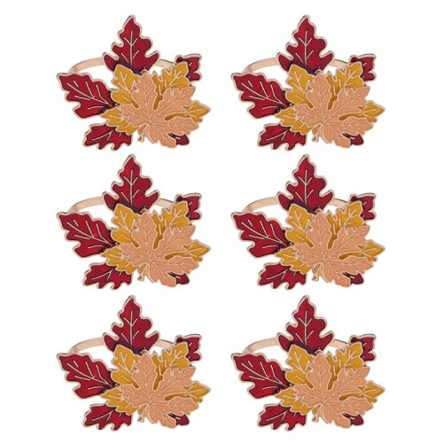 12 Anneaux de Serviette en Forme de Feuille D'Érable pour Décoration de Table de Maison 1