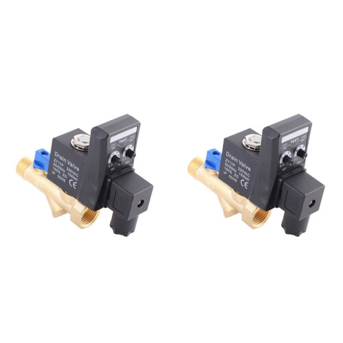2X G1/2 DN15 Automatic Electronic Timed Drain Valve for Air Compressor Condensate Management AC220V