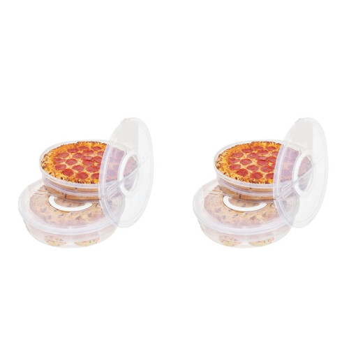 12-Inch Pie Carrier with Lid and Divider, 4-Pack Reusable Pizza Storage Container, Expandable Pie Carrier with Handle 1