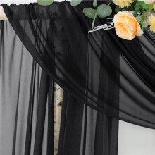 2X Wedding Arch Draping Fabric 1 Panel 29.5In X 19.6Ft Sheer Chiffon Curtain Drapes for Wedding Hallowmas Ceremony Black