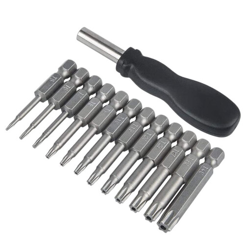 36 Pack Torx  Screwdriver Bit Set 1/4 Inch Hex Shank T5-T40 Star Screwdriver Tool Kit with 3 Pack Handle 1