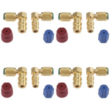 4X R12 to R134 A High/Low AC Fitting Port Retrofit Conversion Adapter, Quick Coupler Valve A/C 90 Degree Fitting