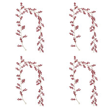4X Christmas Red Berry Garland, Artificial Burgundy Red Pip Berry Artificial Berry Garland for Indoor Outdoor Decoration