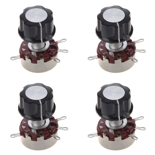 4X Replacement 6mm Shaft Dia 470K Ohm 2W Pots Potentiometer W Knob