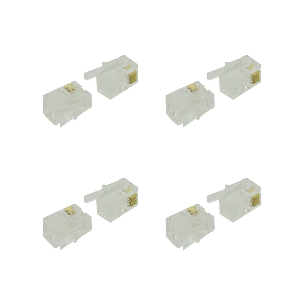 Rj9 4P4c Plug Phone Jack Connector 200 Pieces, Transparent 6032413023615
