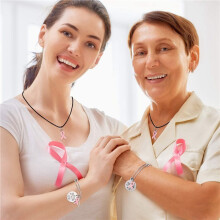 120 Pcs Breast Cancer Awareness Charm Ribbon Pendant Charm Jewelry DIY Accessories for Necklace Bracelet Making Crafts