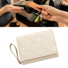 White PU Leather Coin Purse Compact Zipper Wallet