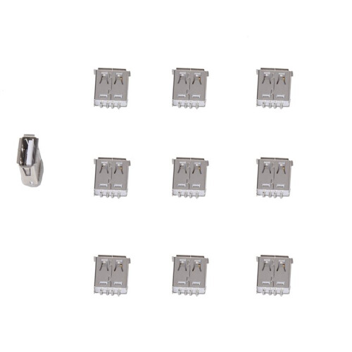 50 Pcs Straight Solder Type USB A Female Plug Jack Connector 2