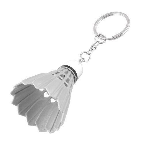 10X Keychain Handbag Split Ring Plastic Key Ring Badminton Decoration White 1
