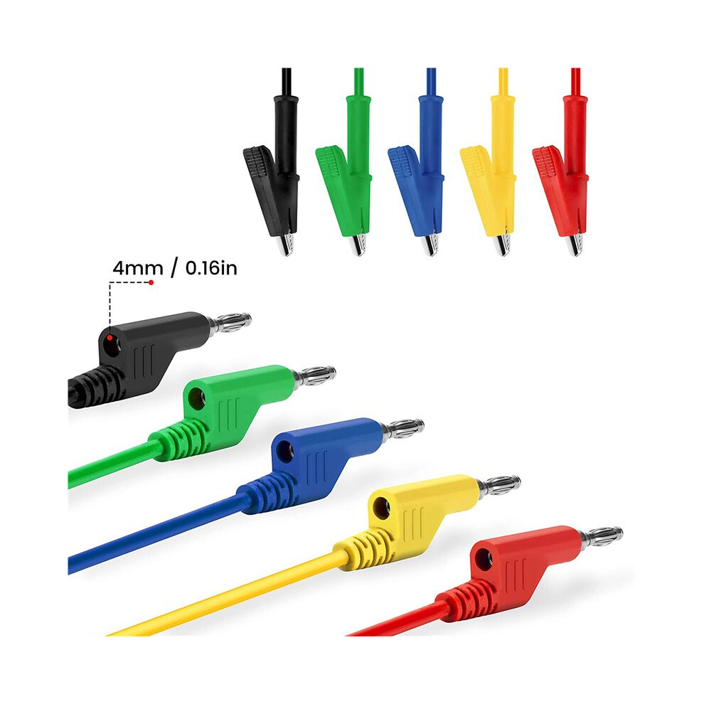 25Pcs 4Mm Multimeter Banana Plug To Alligator Clips Test Lead For Electrical Testing Wires And Alligator Clip Cable 4713754254181