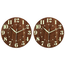 2X Glow in Dark Wandklok, 12 Inch Stille, Niet-Tikkende Klok op Batterijen, Verlichte Wandklokdecoratie voor Slaapkamer