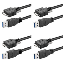4X USB 3.0 A Typ Hane Till Micro-B Hane Förlängningskamerakabel USB3.0 AM/MicroB Sladd med Låsskruvar 1,5M