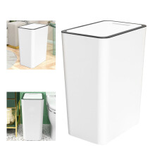 Press Type Trash Can with Cover 15L White Plastic