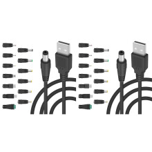 2X 5 V  5,5 2,1 mm Klinken Laden Kabel Power Kabel, USB zu  Strom Kabel mit 26 Austauschbaren Steckern und Anschlüsse Adaptern