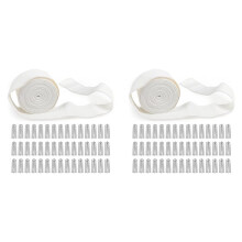 2X Curtain Pleat Tape, 10 Meters/11 Yards Pleater Tape for Curtains with 60 Pcs 4 Prongs Curtain Pleat Hooks for Drapes