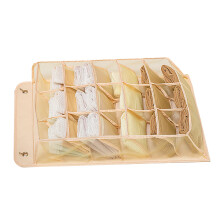 Beige 15-Pocket Closet Underwear Organizer 30x55cm