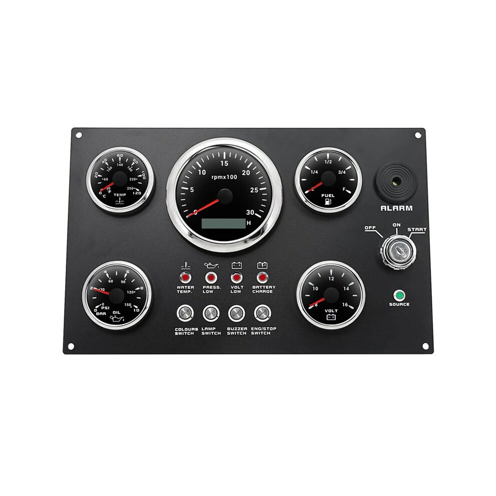 Led Gauge Set With Instrument Panel Water Temp+Fuel+Oil Press+Voltmeter+ Tachometer For Marine Boat Car 6032856643814