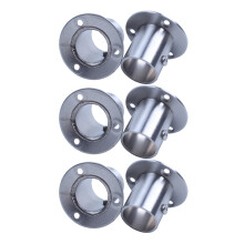 Wardrobe 25mm Tube Stainless Steel Rail Rod End Support Bracket 6Pcs