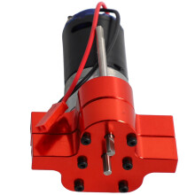 2X 370 Brushed Motor+Alloy Heat Sink Gear Box Set with Steel Gears for WPL Henglong C14 C24 B14 B24 B16 B36,Red