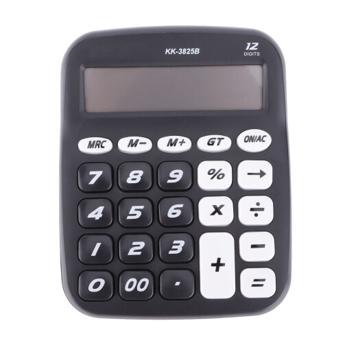 Large Button Battery-Powered Desktop Calculator for Home Office Classroom Black