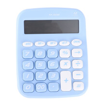 Large Sky Blue Battery Powered Electronic Desktop Calculator with Big Buttons