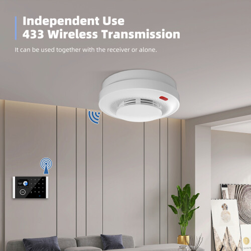 White Wireless Smoke Detector 9.0x9.0x3.2 cm 433 2
