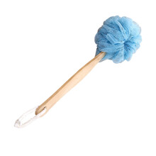 Langer Griff Körperpeeling-Badekugel Blau, Nylon & Holz, 80g