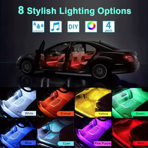 48LED Interior Car Light Strip, 12V Multicolor Wireless Remote 1