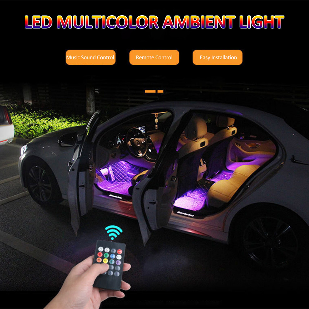48Led Interior Car Strip, 12V Multicolor Wireless Remote Light 8271387609281