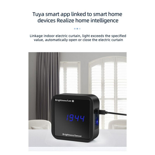 Tuya WIFI Lichtsensor Helderheidsdetector met Temperatuur-Vochtigheidsdetectie Display  Home Security Linkage 2