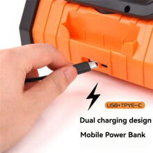 20000mAh Battery Fan Rechargeable with Hook&Bright LED Light Remote Control Timer Auto Oscillation Cordless Fan Orange