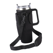 Double Layers Water Bottle Carrier Bag 40 Oz Insulated Black