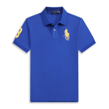 (Blue, 2XL) Men's Custom Fit Polo Shirt Cotton Short Sleeve Large Pony Polo Top