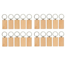 20Pcs Wood Engraving Blanks Rectangle Blank Wooden Key Chain Wood Blanks for Keychains (Width:1.22 Inch)
